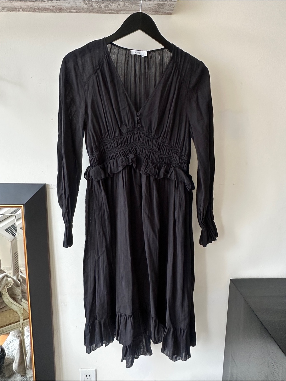 Closed Black Cotton Dress Small Black Long Sleeve